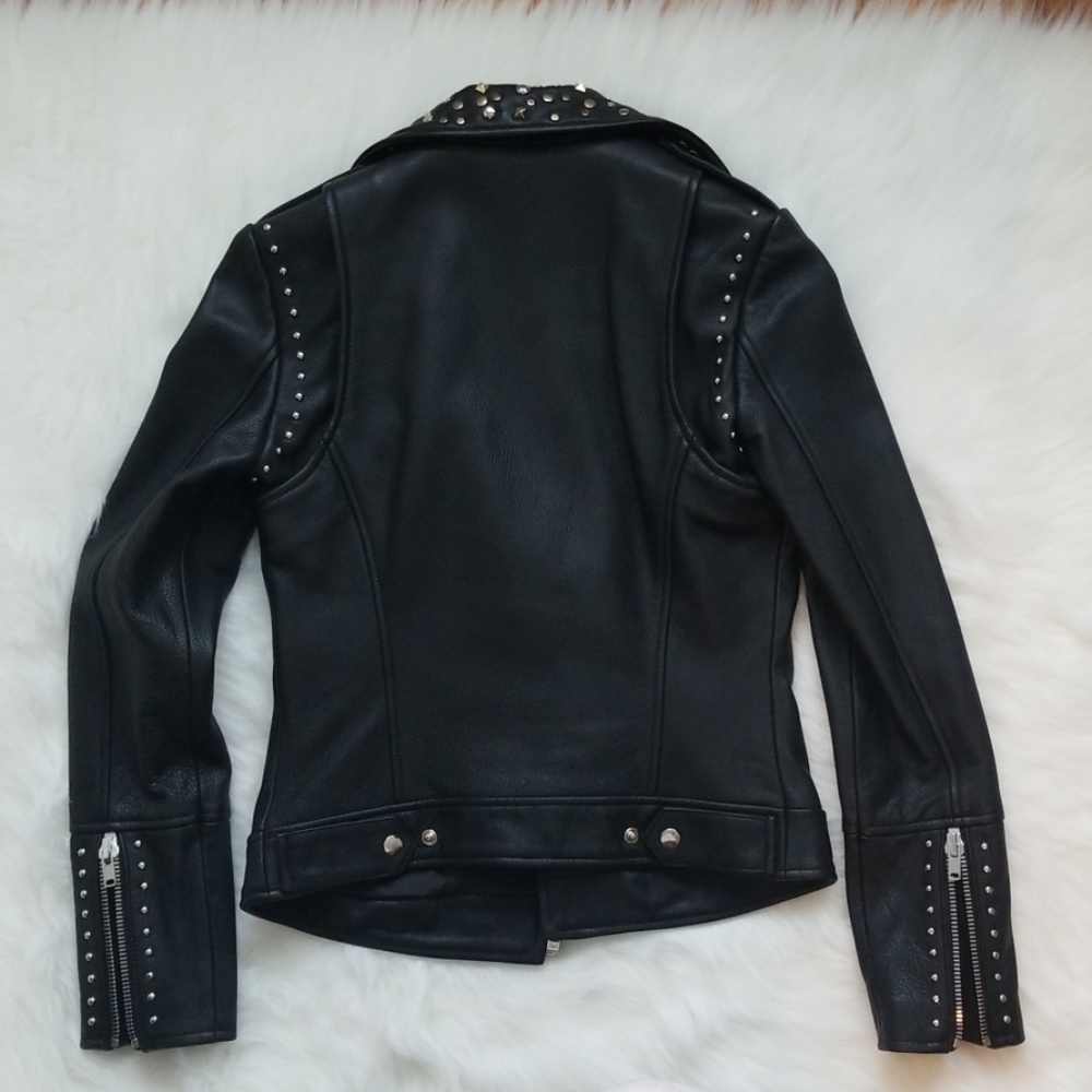 Rachel Zoe Black Studded Leather Size 4 Jacket NWT! - Picture 7 of 8